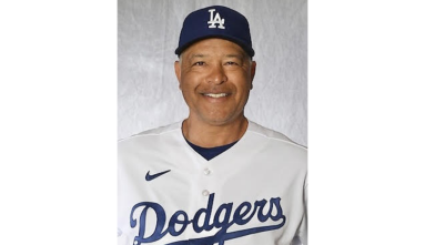 Headshot of Dodgers manager Dave Roberts.